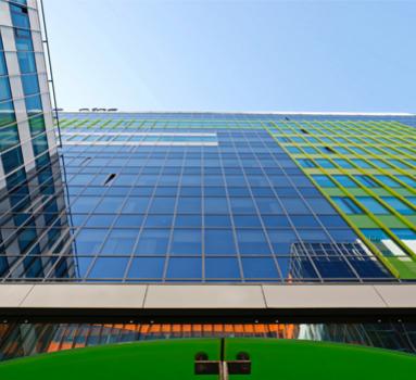K&Kglass Decoratrive Custom Colour Coatings green facade